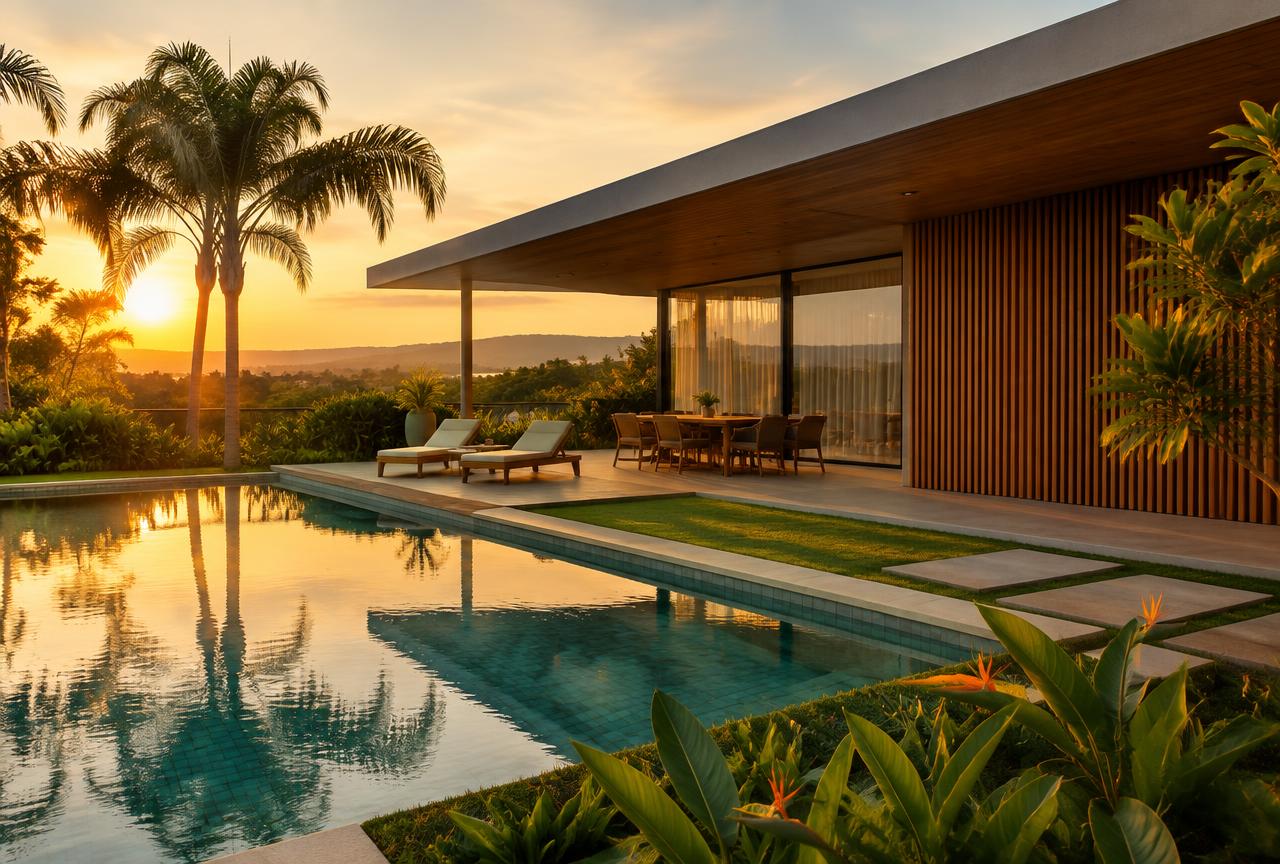 Casa contemporânea com piscina